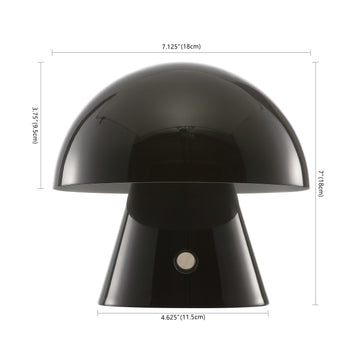 Porcini 7" Contemporary Bohemian Rechargeable/Cordless Iron Integrated LED Mushroom Table Lamp - JONATHAN Y
